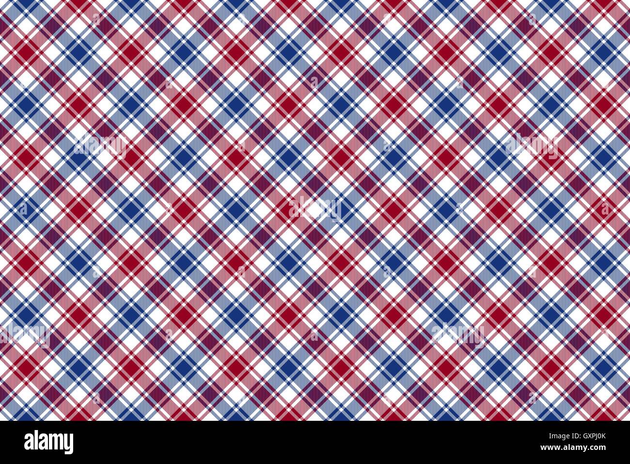 Red blue white diagonal check texture seamless pattern background Stock