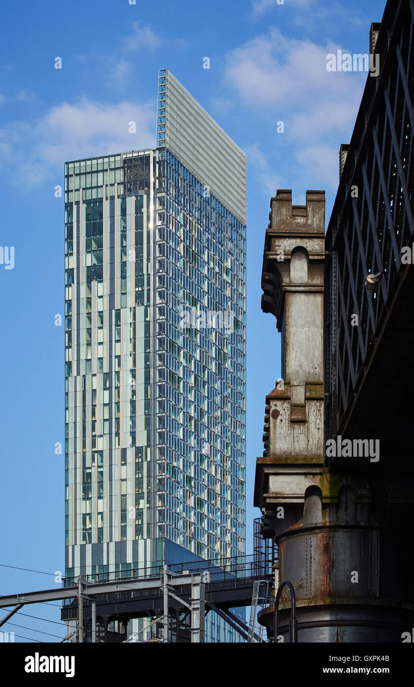 Manchester Beetham tower framed Castlefield Victorian architecture iron