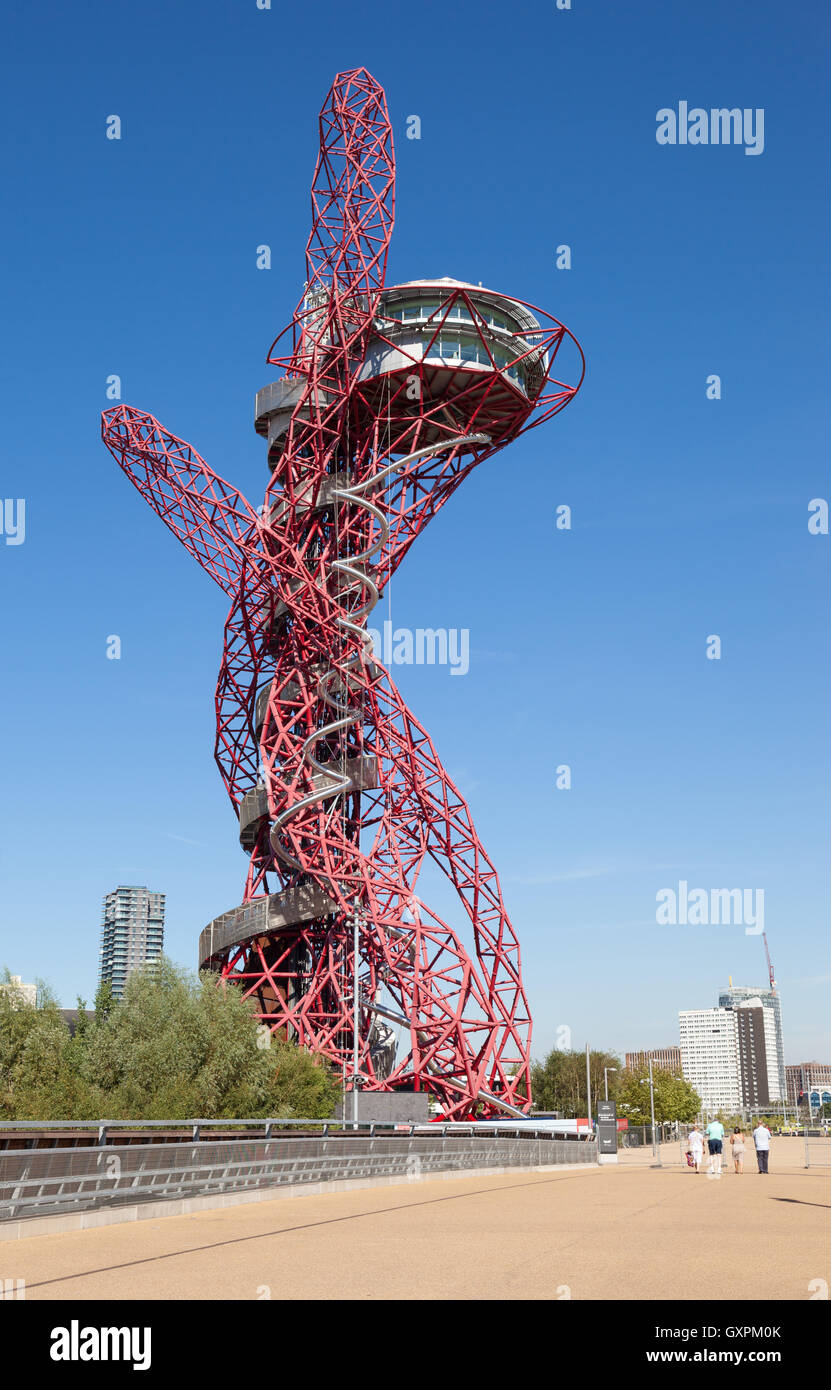 The ArcelorMittal Orbit sculpture with slide at the Queen Elizabeth Olympic Park. Stock Photo