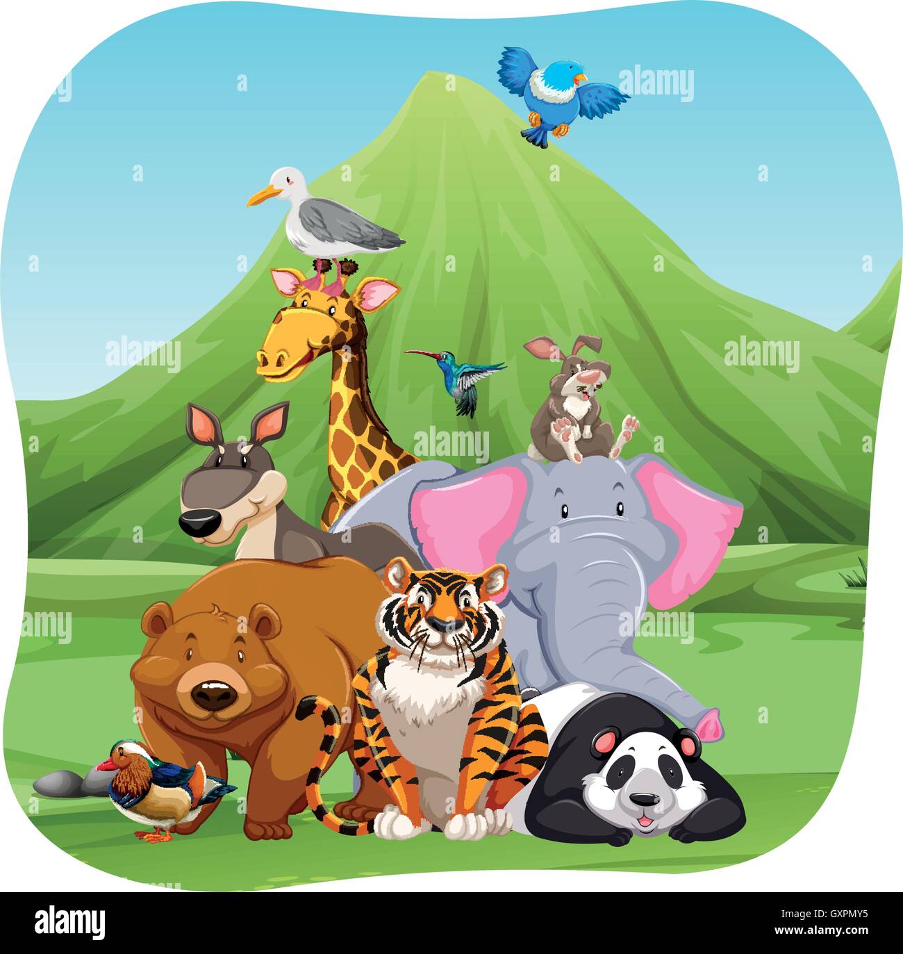 Wild animals in the field illustration Stock Vector Image & Art - Alamy