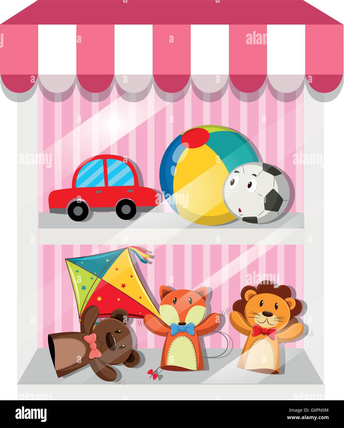 Set of puppets and toys illustration Stock Vector