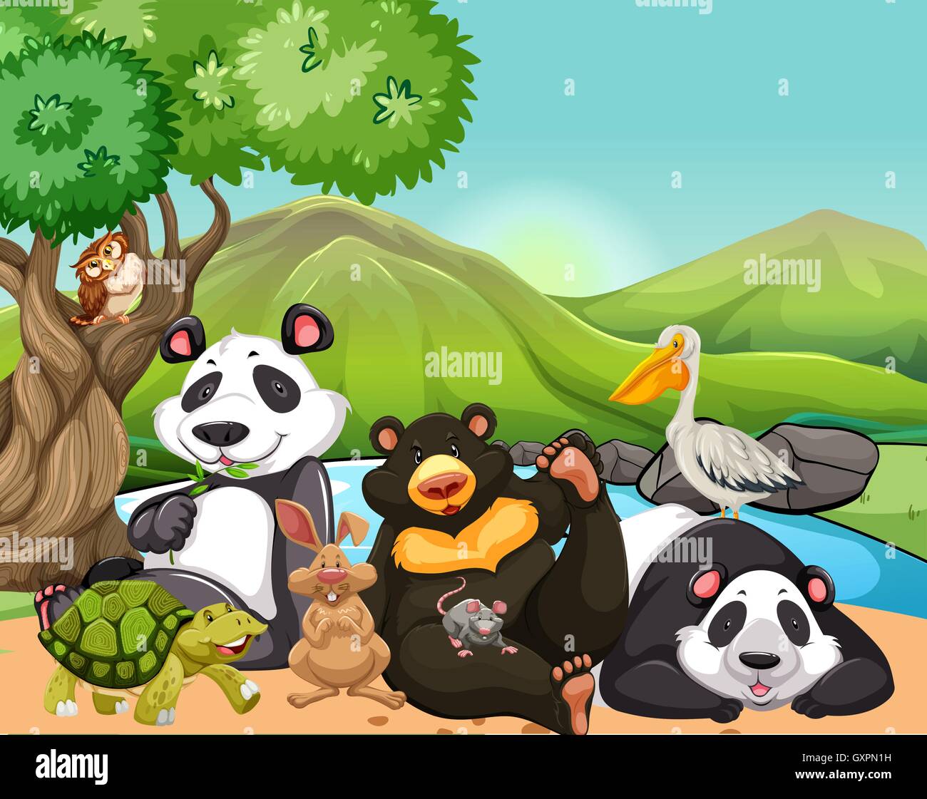 Wild animals in the field illustration Stock Vector Image & Art - Alamy