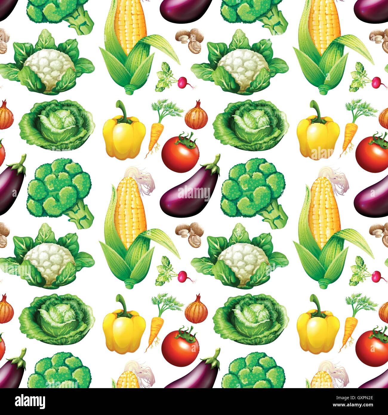 Seamless background with many vegetables illustration Stock Vector ...