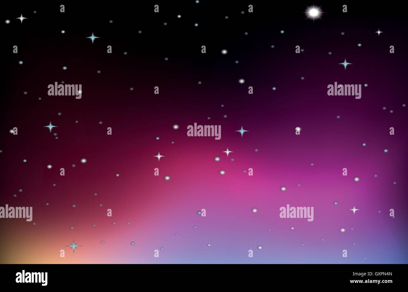 Background design with stars on purple sky illustration Stock Vector ...