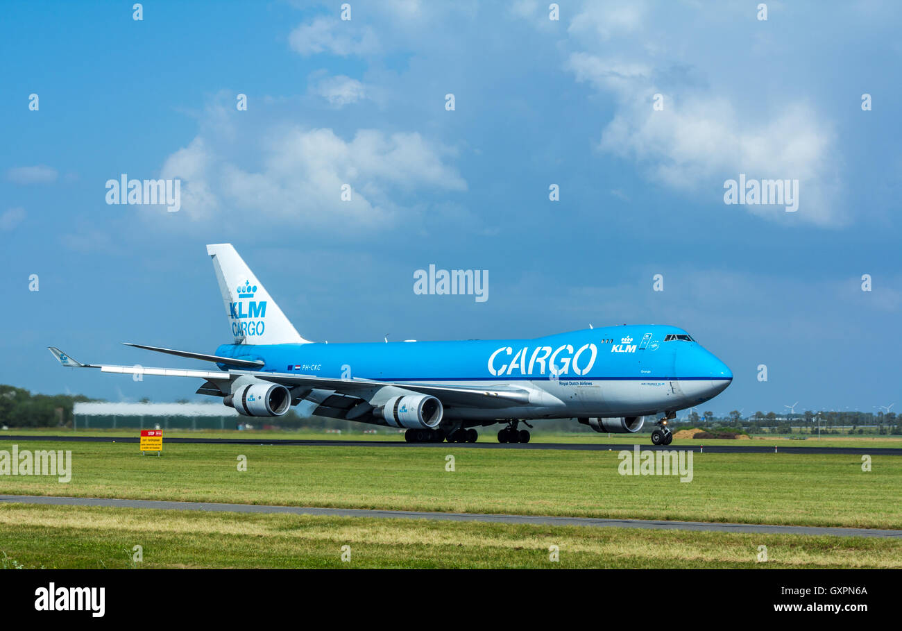 Polderbaan Schiphol Airport, the Netherlands - August 20, 2016: KLM Air France Boeing 747 cargo plane at Amsterdam Schiphol Stock Photo