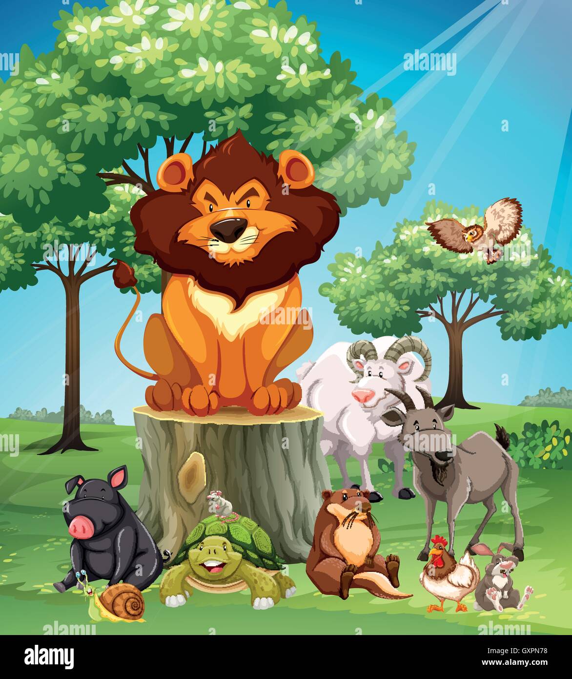 Many animals in the safari illustration Stock Vector Image & Art - Alamy