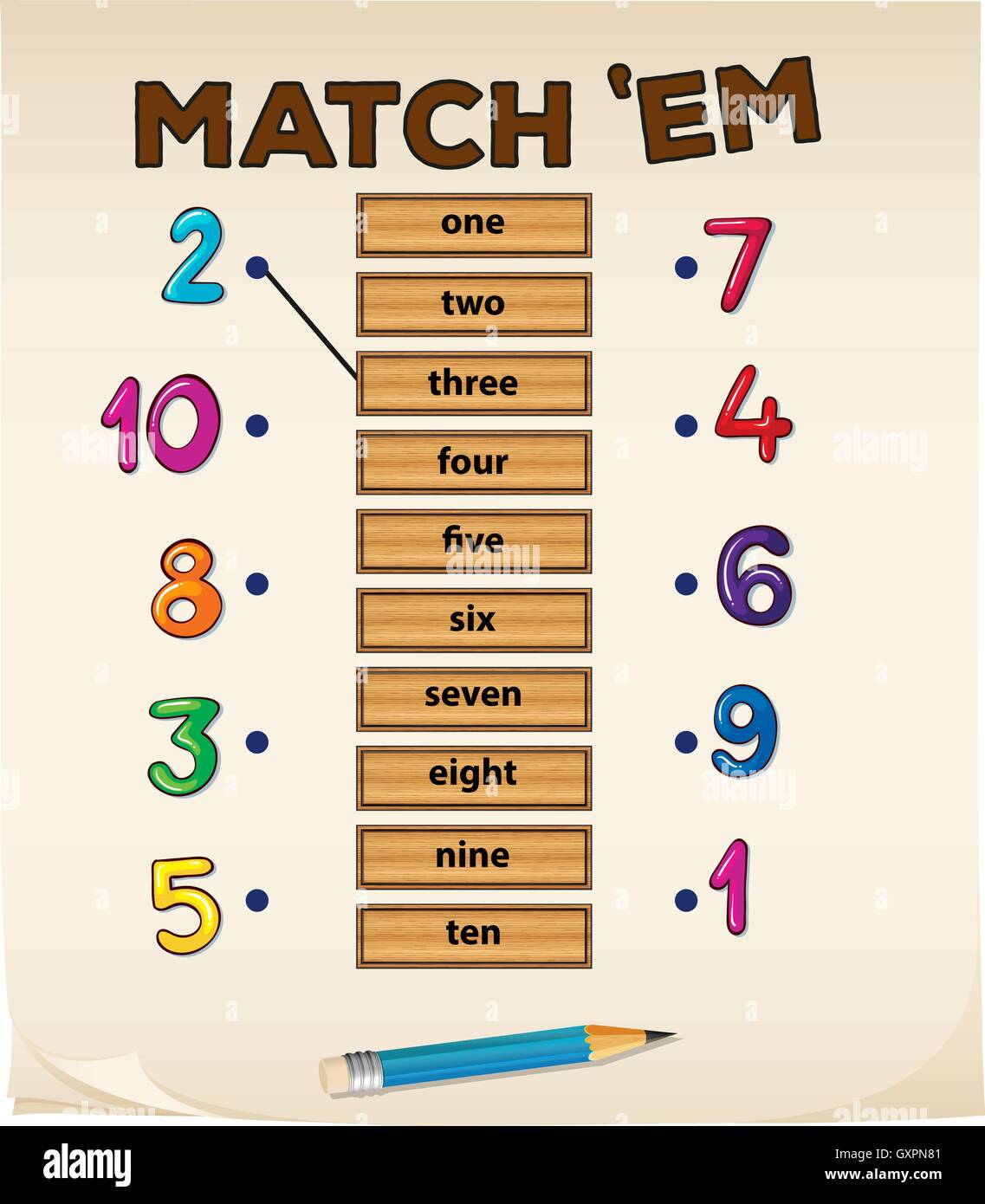 Matching game with numbers illustration Stock Vector Image & Art - Alamy