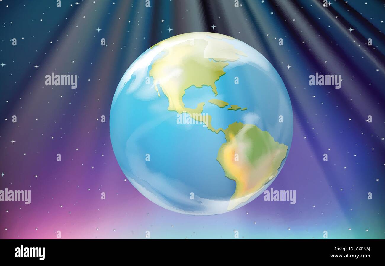 Scene with earth and outer space illustration Stock Vector Image & Art ...