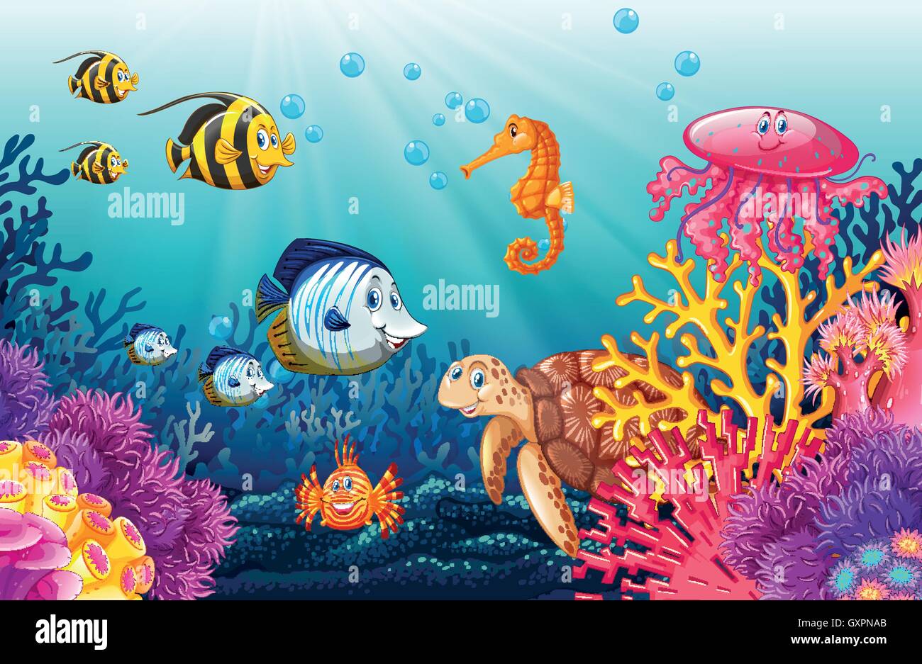 Scene with lives underwater illustration Stock Vector Image & Art - Alamy