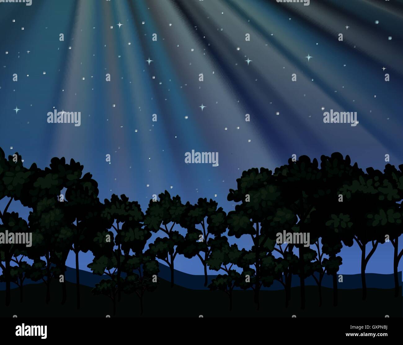 Nature scene with forest at night illustration Stock Vector Image & Art ...