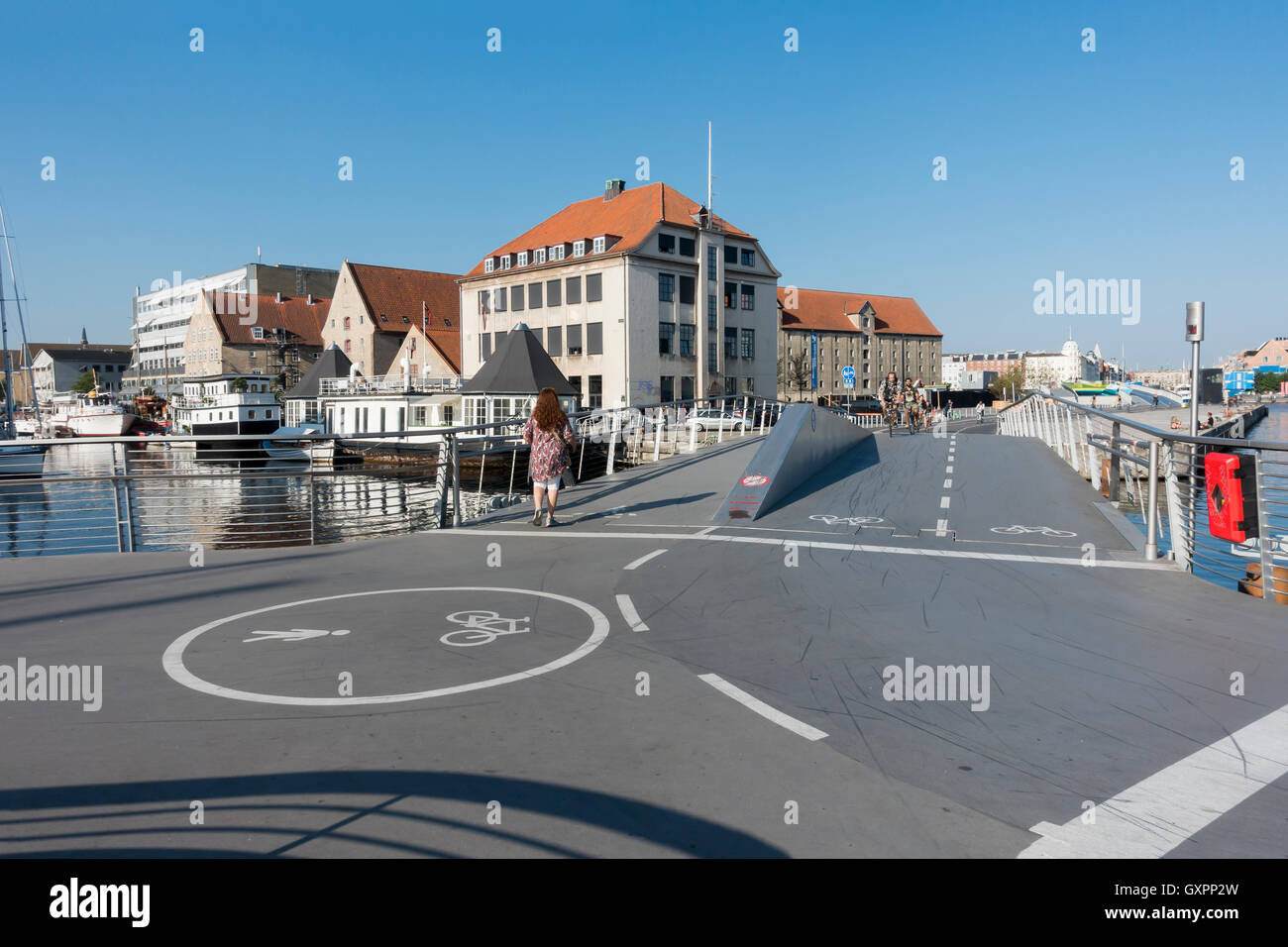 The round about in the centre of Trangravsbroen (The Butterfly Bridge) in Christianshavn Copenhagen Denmark Stock Photo