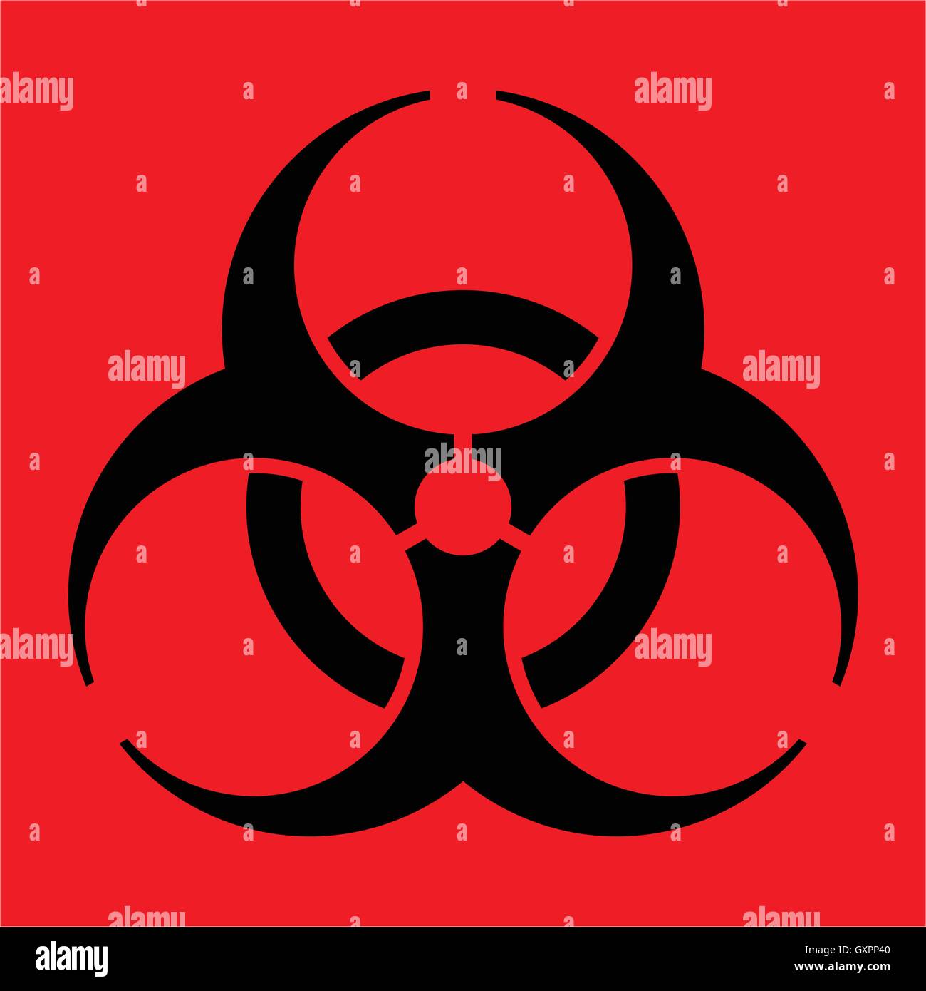 International biohazard symbol on red background, biohazard sign on red