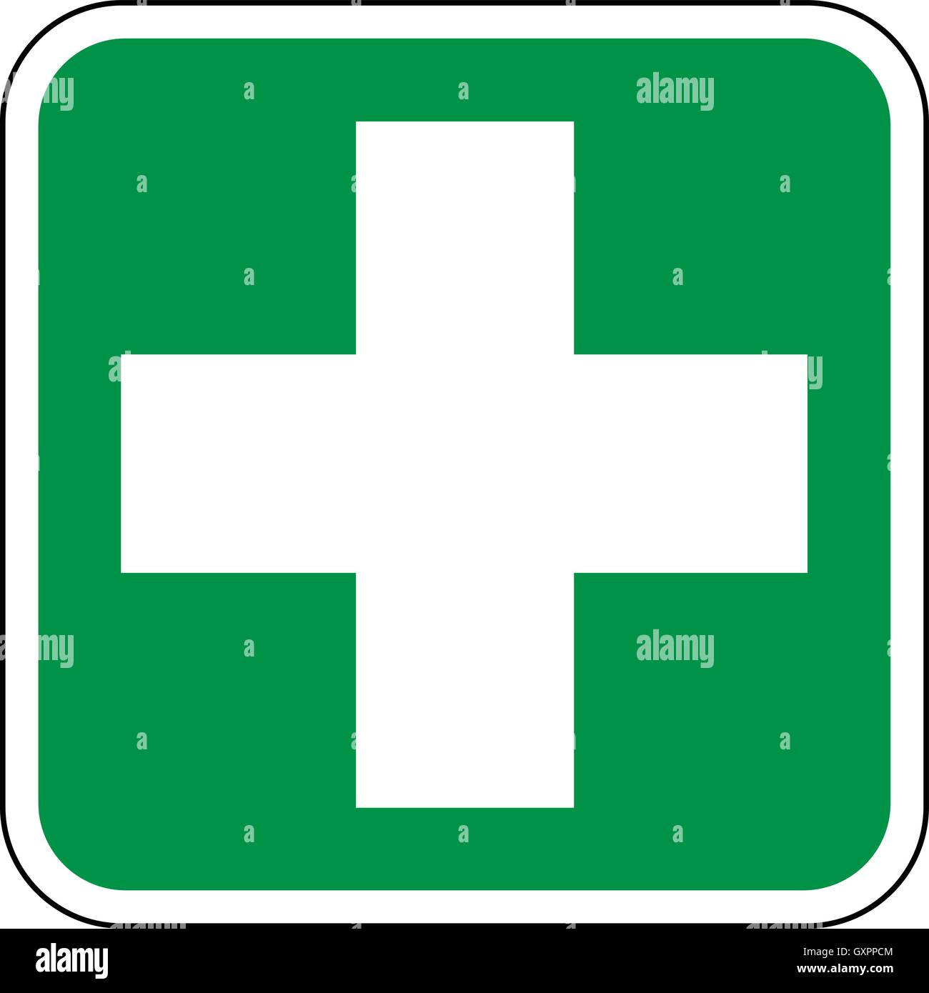 Erste Hilfe ('premiers secours' en allemand) icône verte et blanche avec  croix et texte. Image vectorielle Image Vectorielle Stock - Alamy
