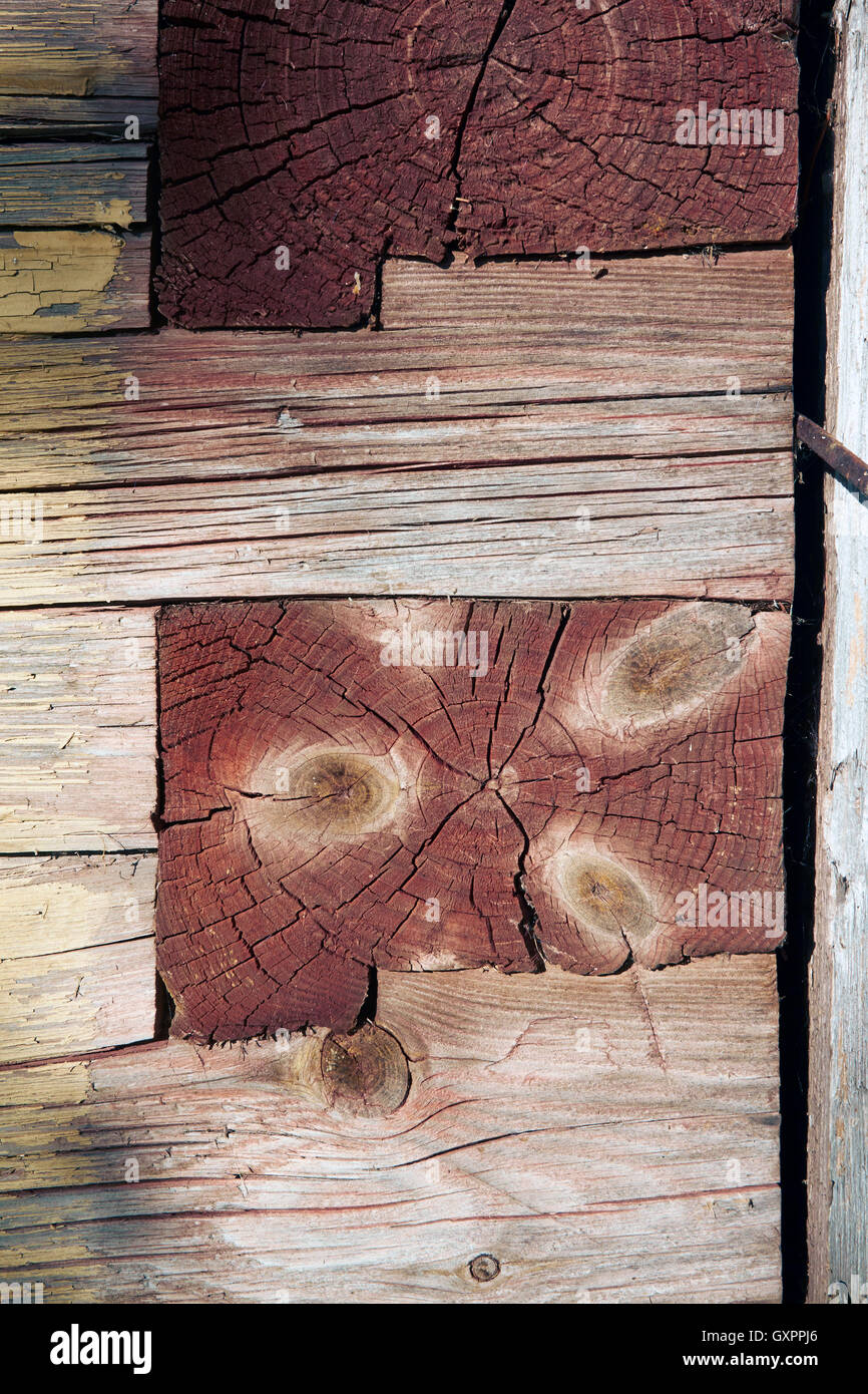 tooth-edge joint in an old log house corner, Finland Stock Photo