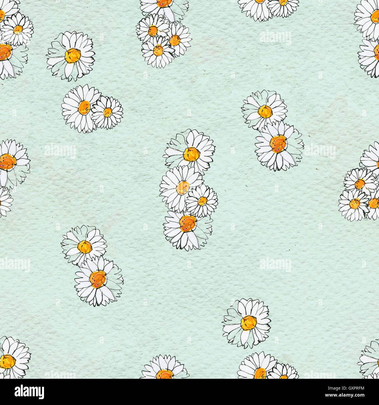 Seamless floral pattern with daisy flowers Stock Photo - Alamy
