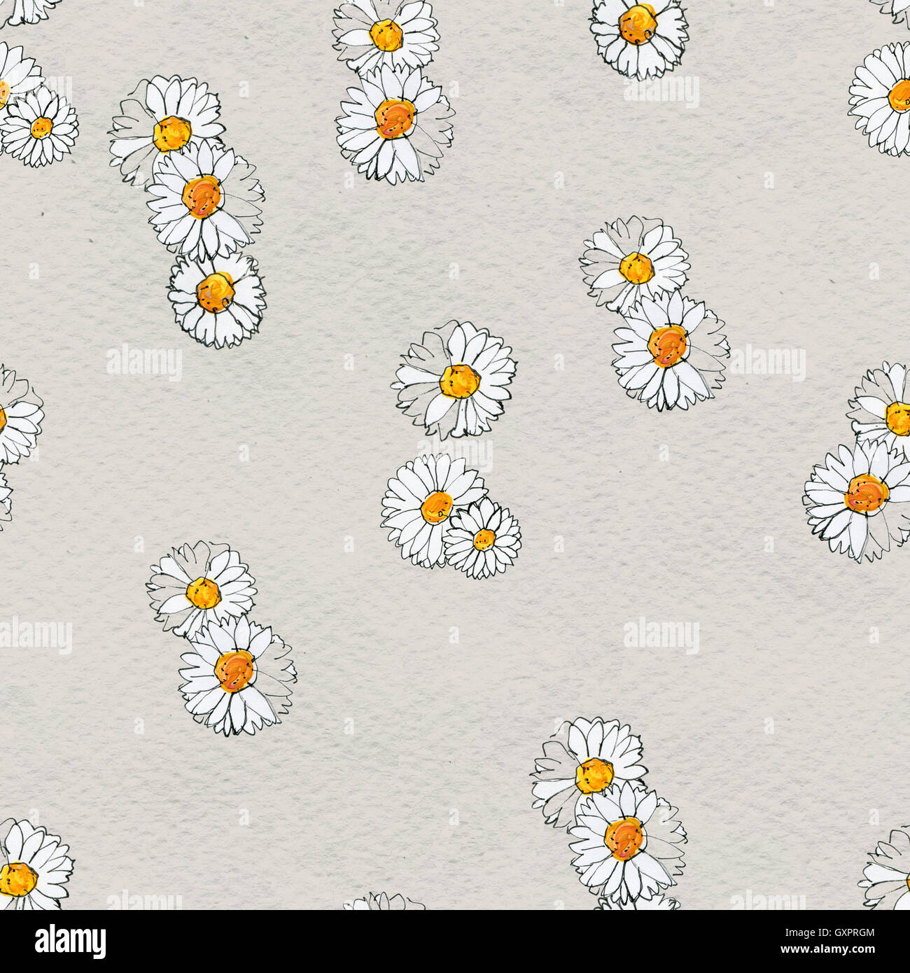 Seamless floral pattern with daisy flowers Stock Photo - Alamy