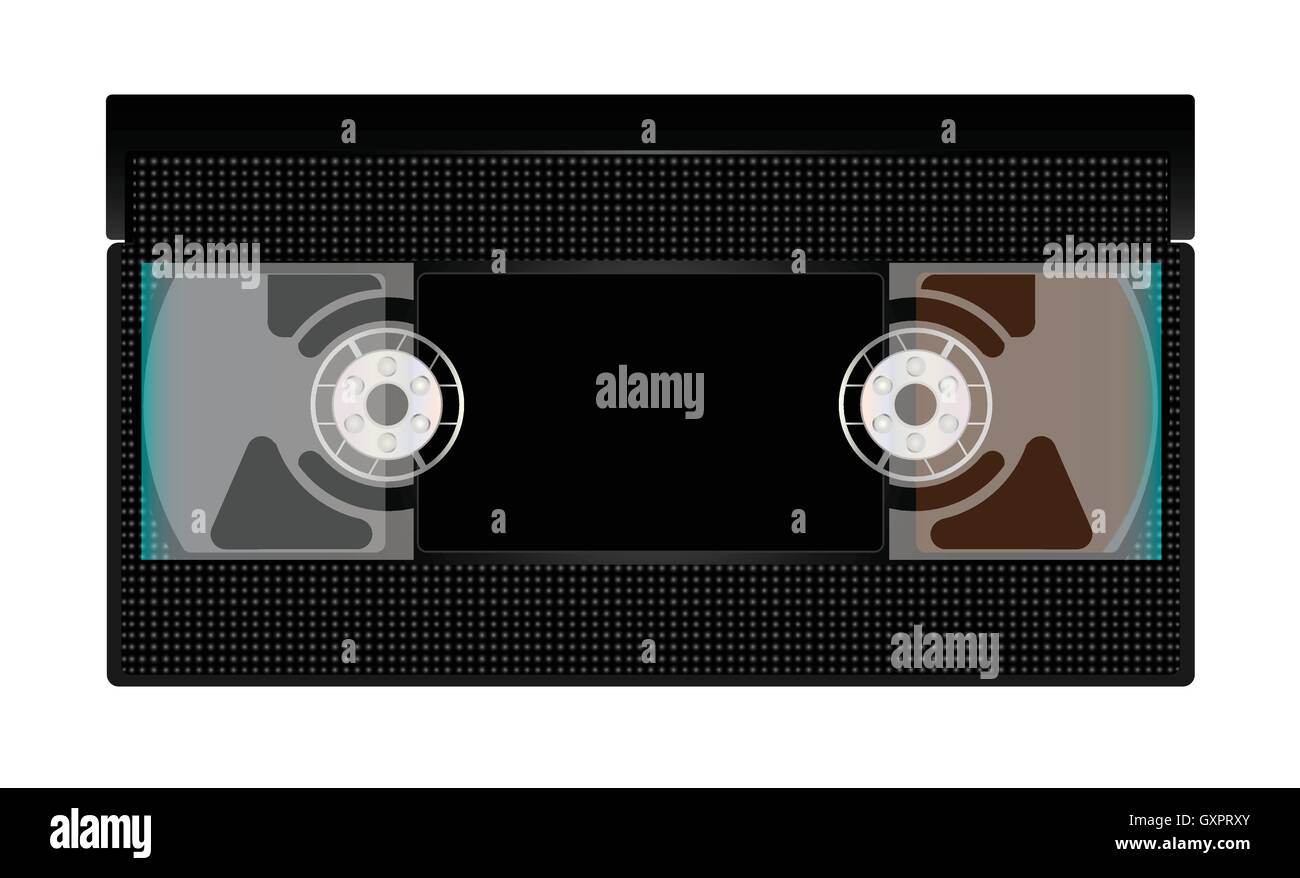 A typical old fashioned video cassette over a white background Stock Vector
