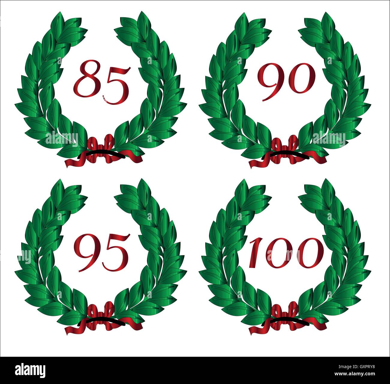4 Numbered wreaths with a number isolated on a  white background Stock Vector