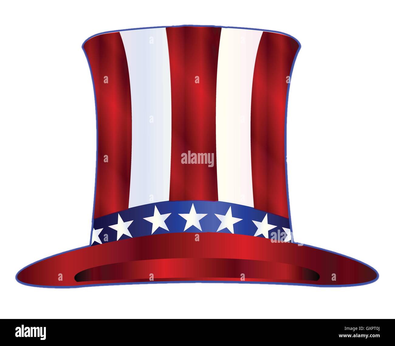Red white and blue stars and stripes Uncle Sam hat Stock Vector