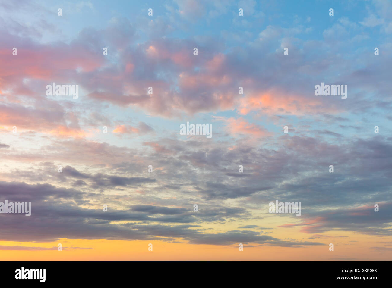 Real background of majestic sunrise sky with gentle colors of soft ...