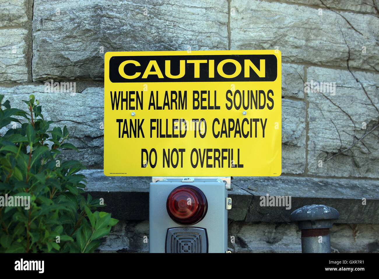 Oil tank overfill alarm system Stock Photo