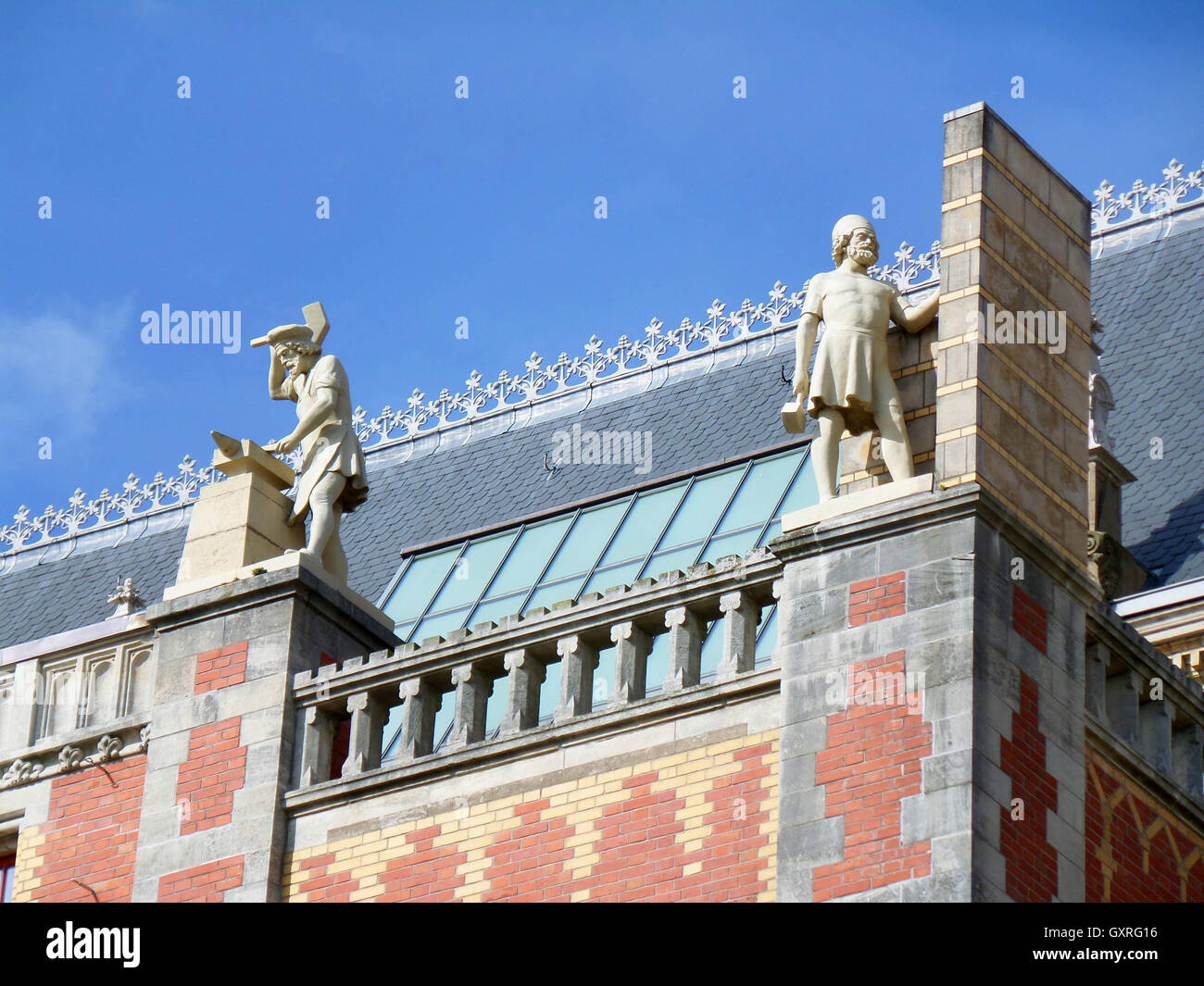 Stunning Rooftop's Decoration of Rijksmuseum in Amsterdam, Netherlands Stock Photo
