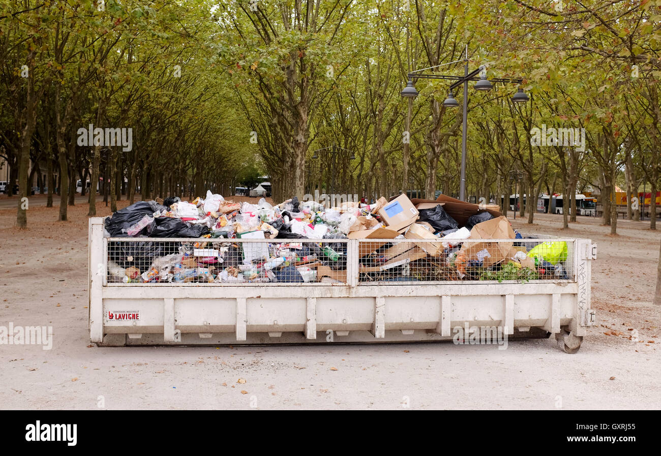 Rubbish ready for collection in Bordeaux city centre France Stock Photo