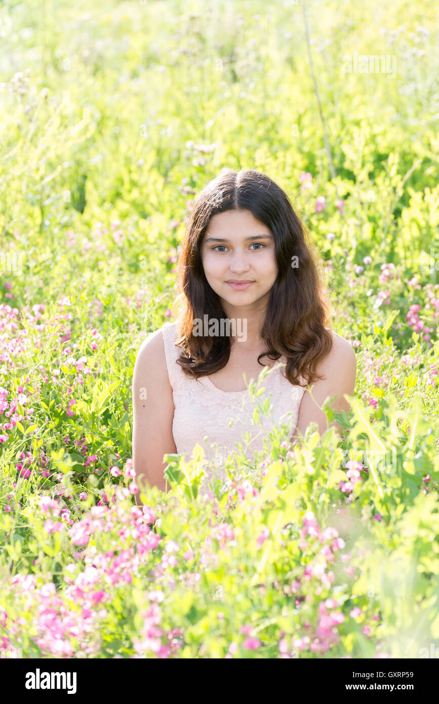 Teen Girl a beautiful meadow Stock Photo - Alamy