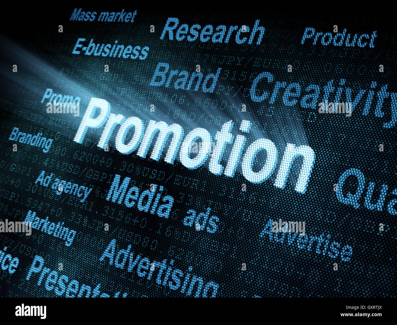 Pixeled word Promotion on digital screen Stock Photo - Alamy