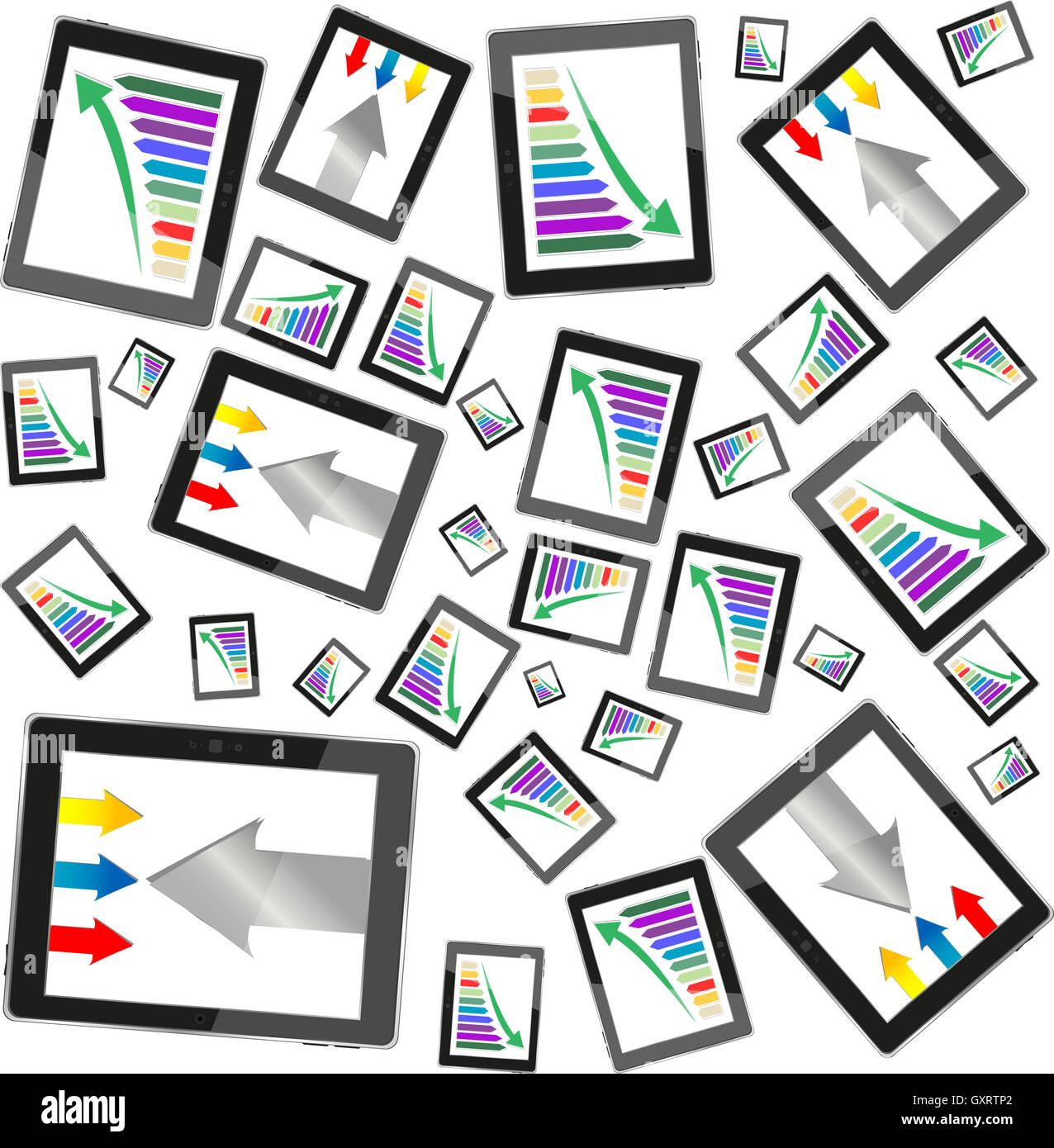 Many Arrows Computer Set of tablet pc computers with arrows isolated on white background ...