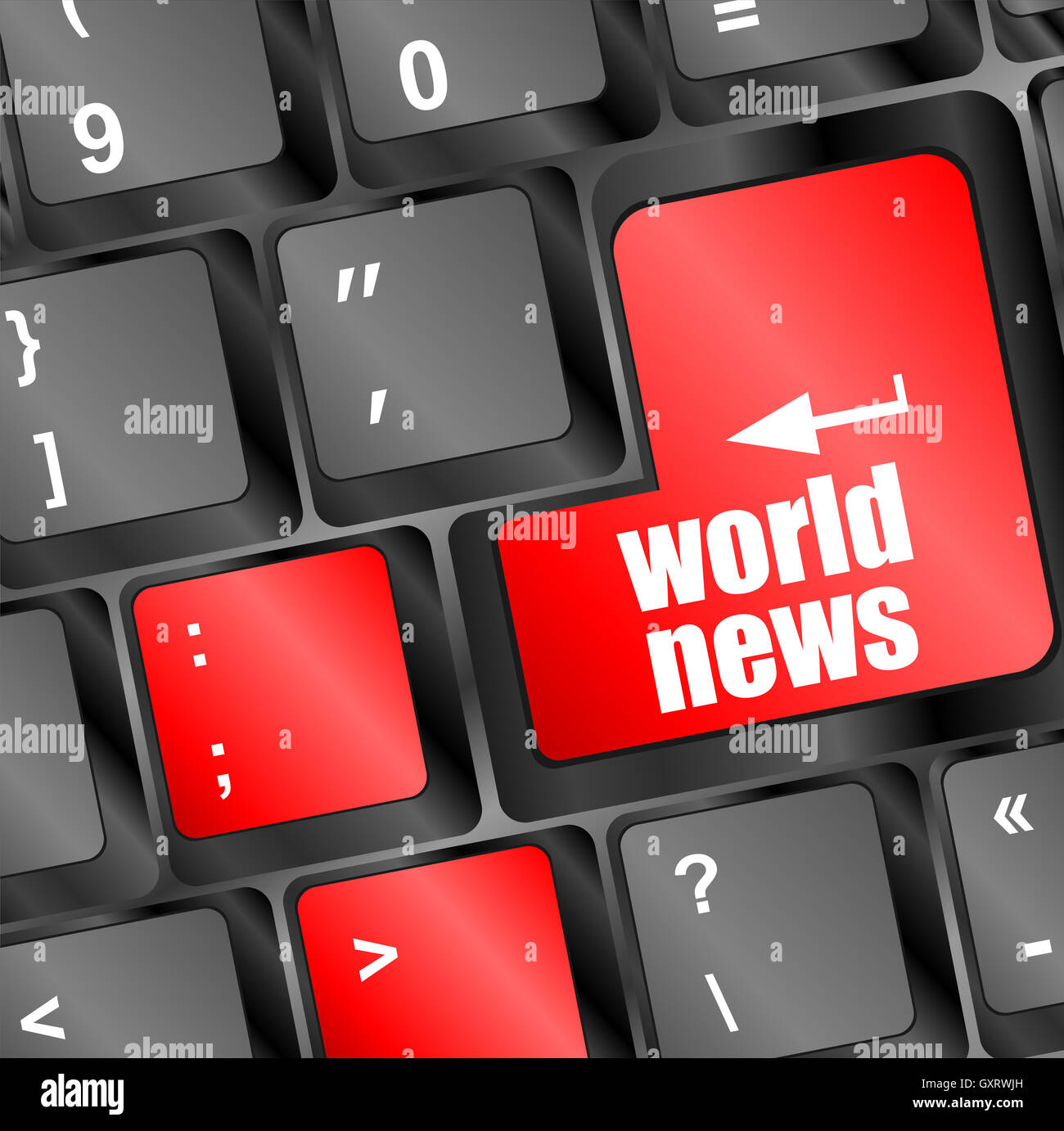 Computer Key World's words world news on computer keyboard key Stock Photo - Alamy