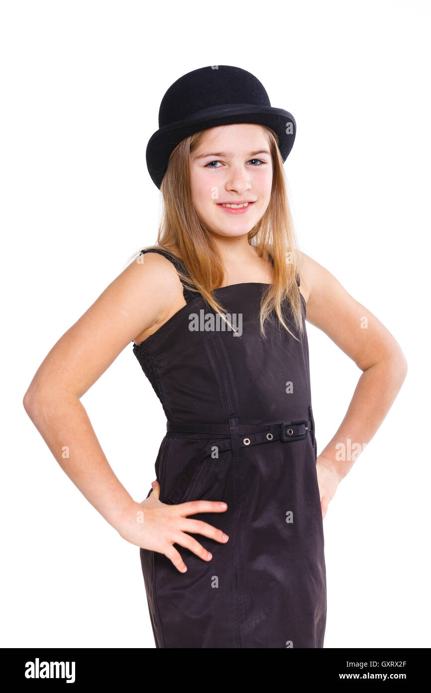 Girl in bowler hat Stock Photo - Alamy