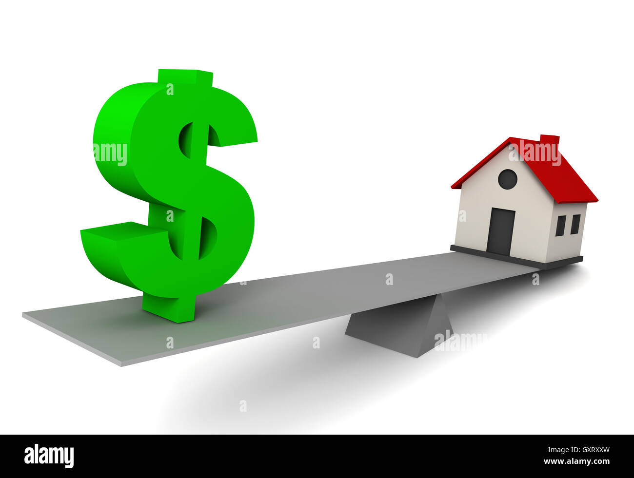 money and house balance concept 3d illustration Stock Photo Alamy