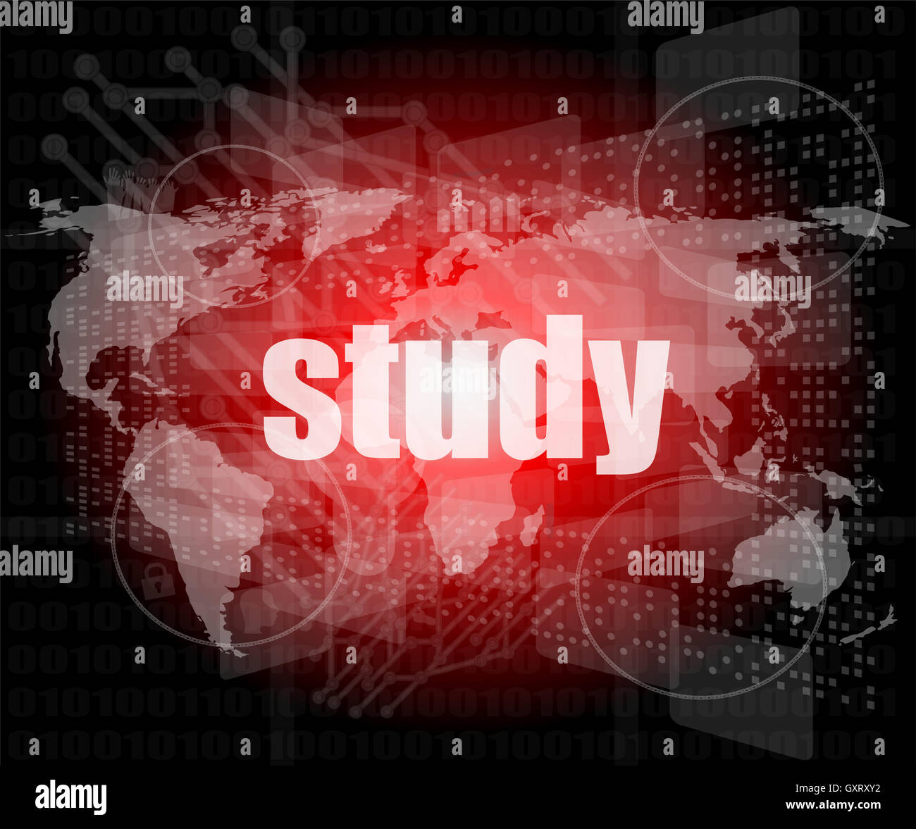 study words on digital touch screen interface Stock Photo - Alamy