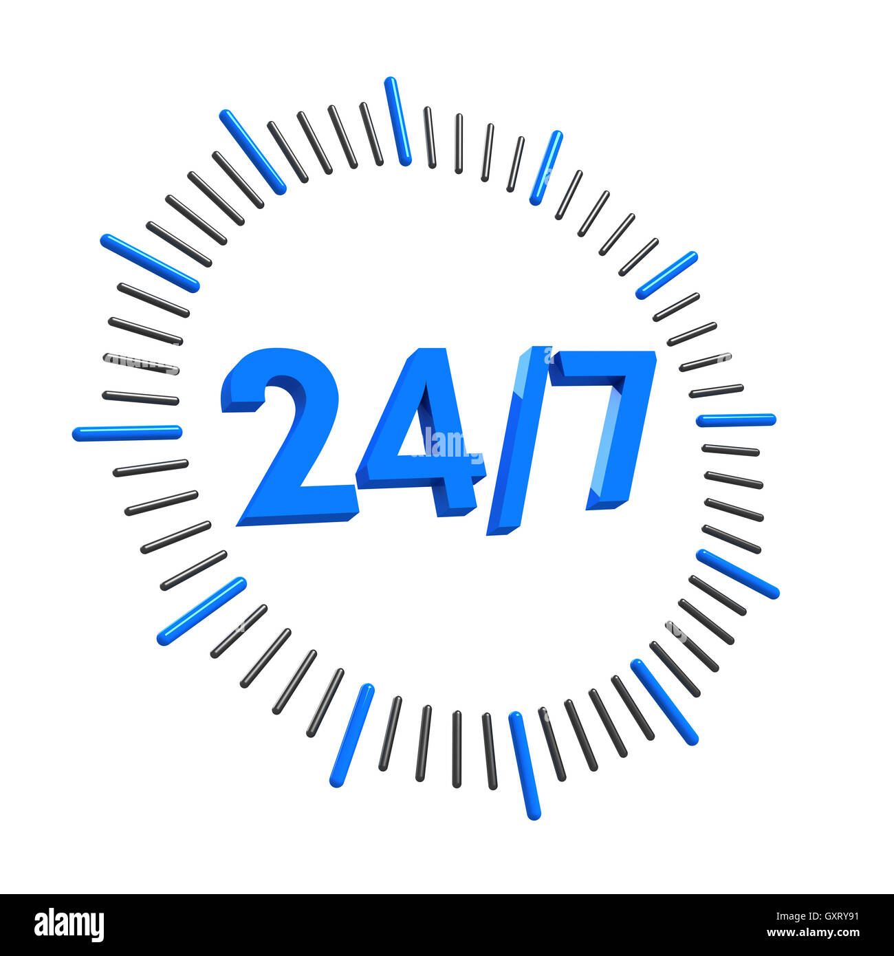 24 hours open clock concept 3d illustration Stock Photo Alamy