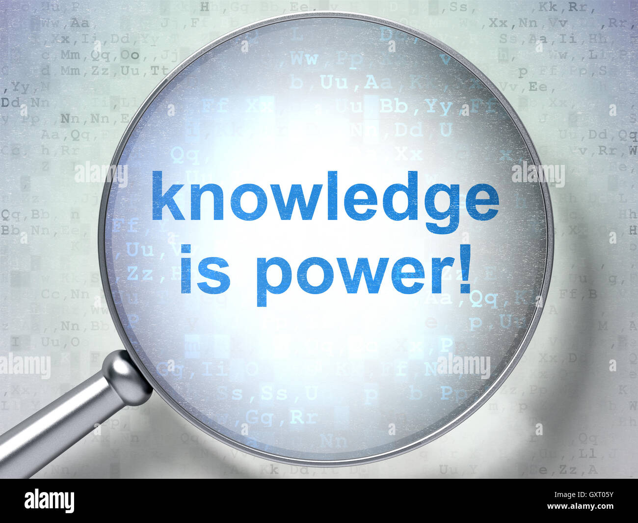 Education concept: Knowledge Is power! with optical glass Stock Photo ...