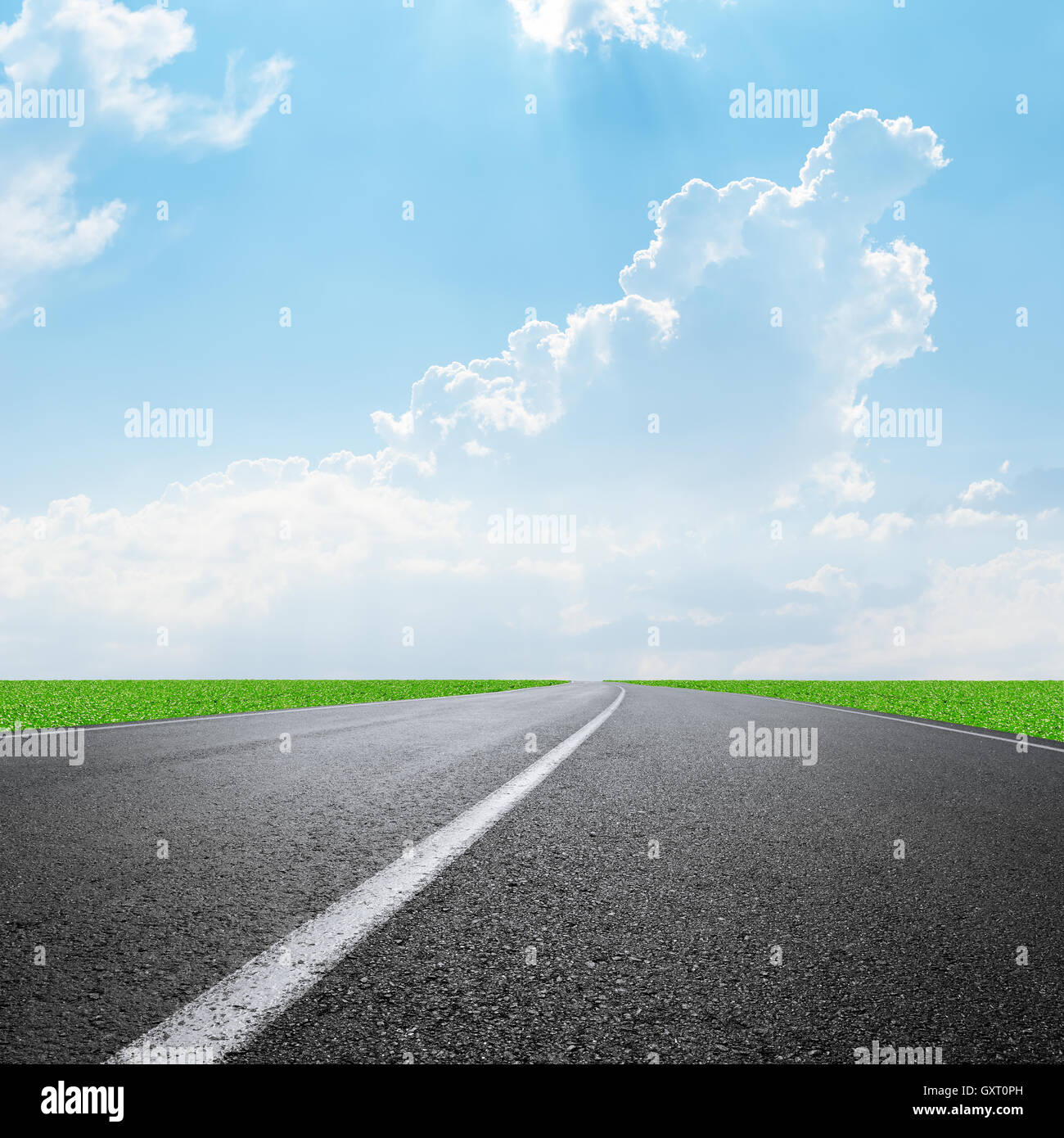 asphalt road to horizon and clouds on sky Stock Photo - Alamy