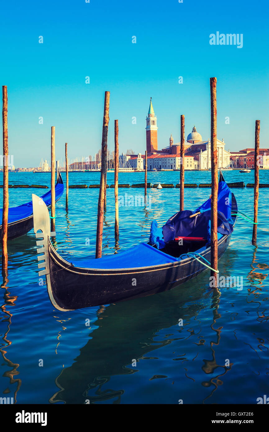 Gondolas in lagoon of Venice Stock Photo - Alamy