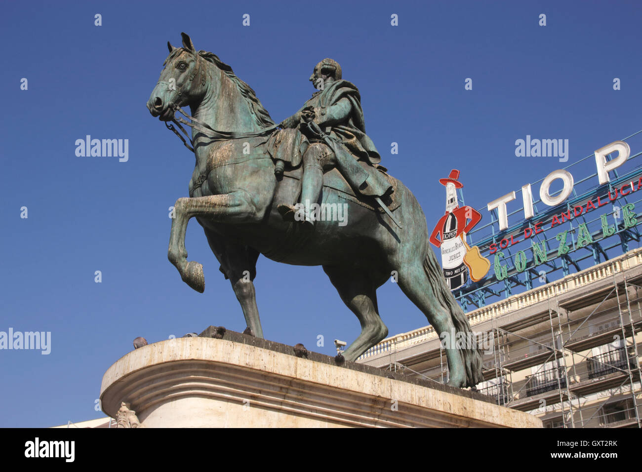 Carlos III statue in Puerta del Sol Madrid Spain Stock Photo
