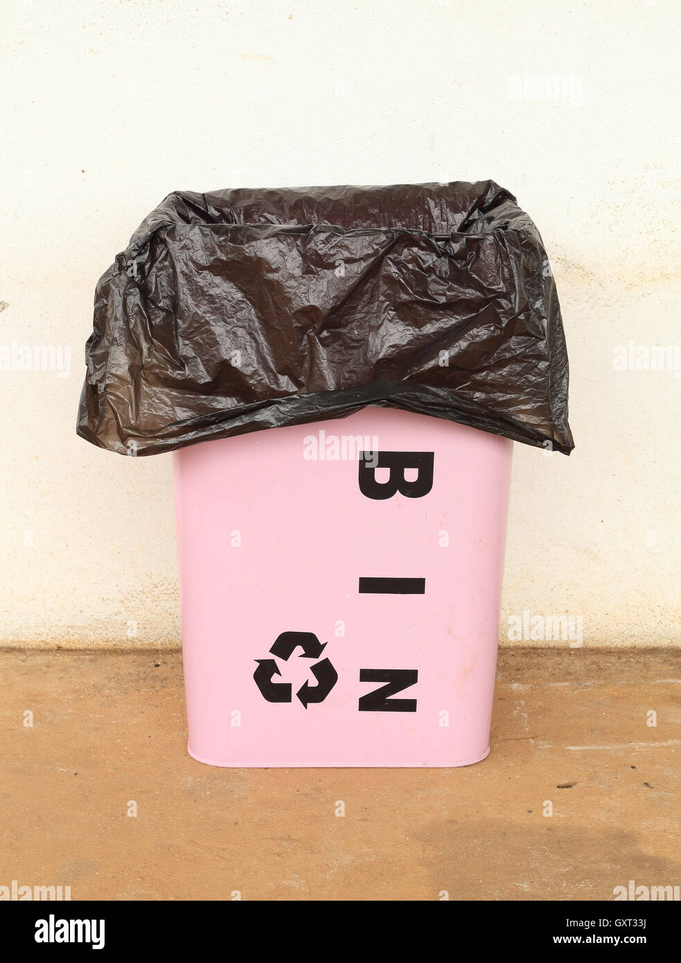 Pink Plastic Garbage Bags Stock Photo - Alamy