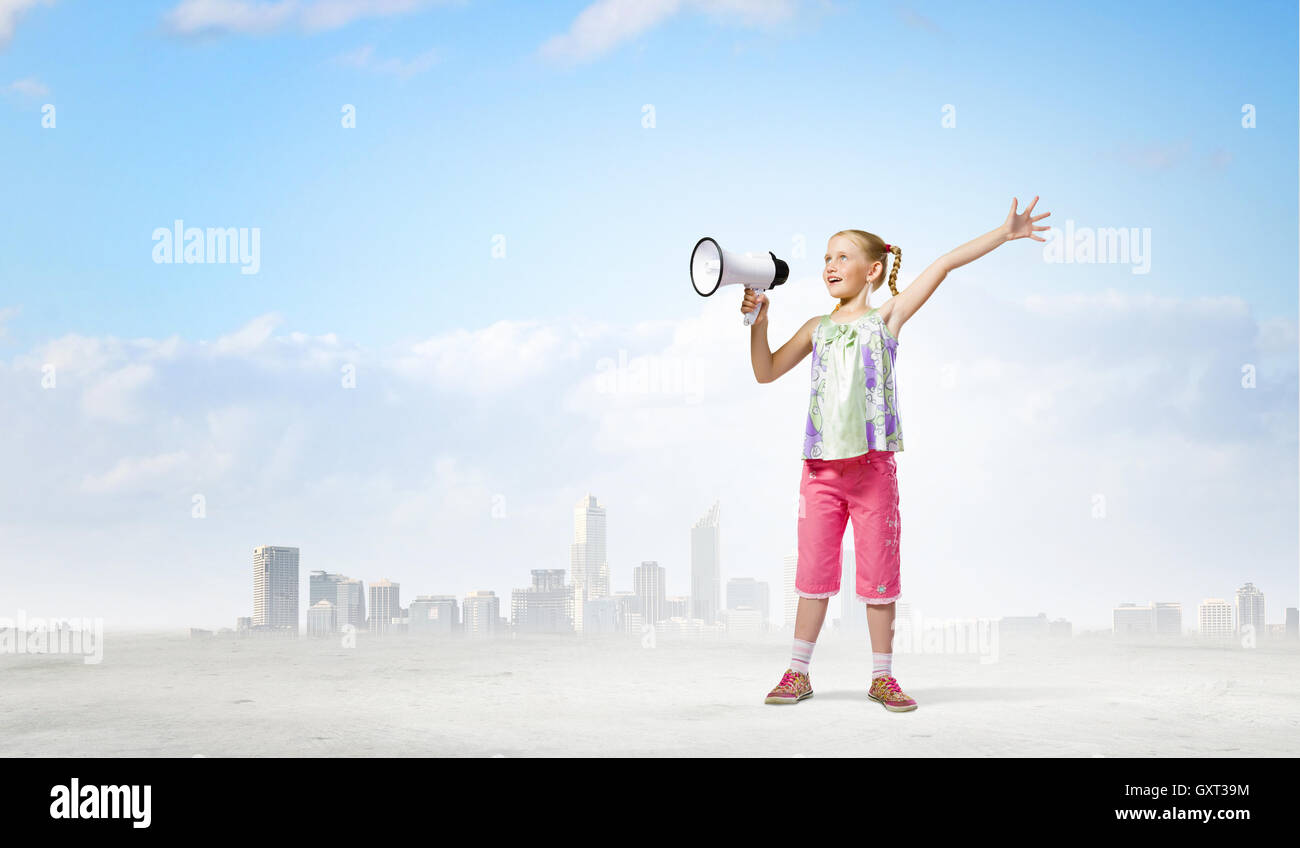 Kid with megaphone Stock Photo - Alamy