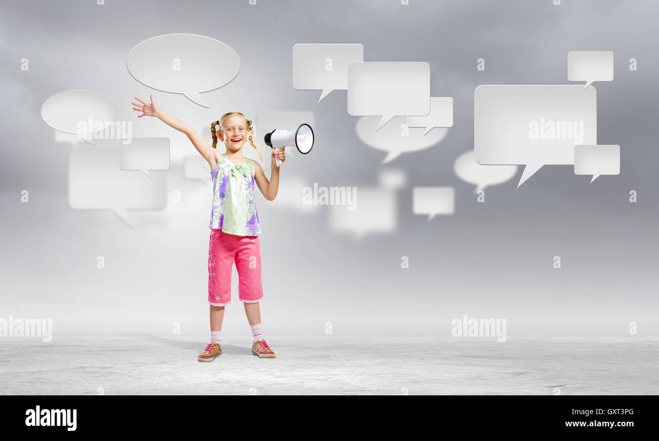 Kid with megaphone Stock Photo - Alamy