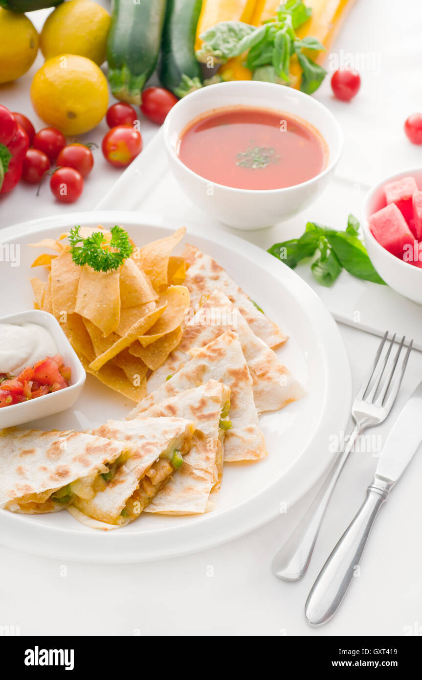original Mexican quesadilla de pollo Stock Photo