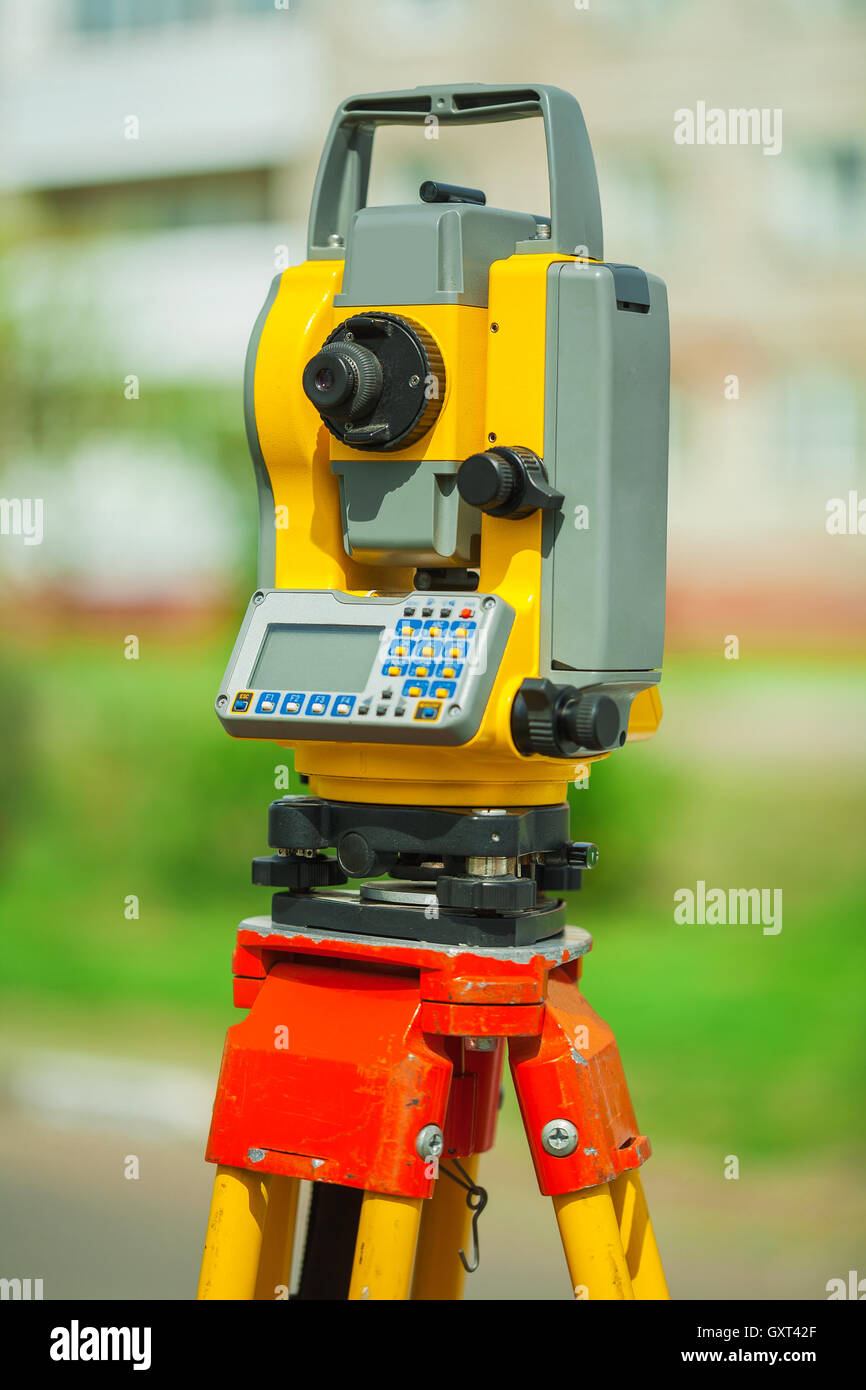 an used electronical theodolite close up Stock Photo - Alamy