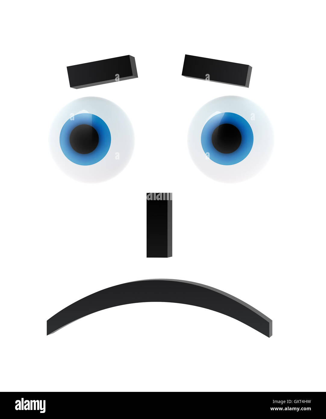 Sad emoticon with blue eyes Stock Photo