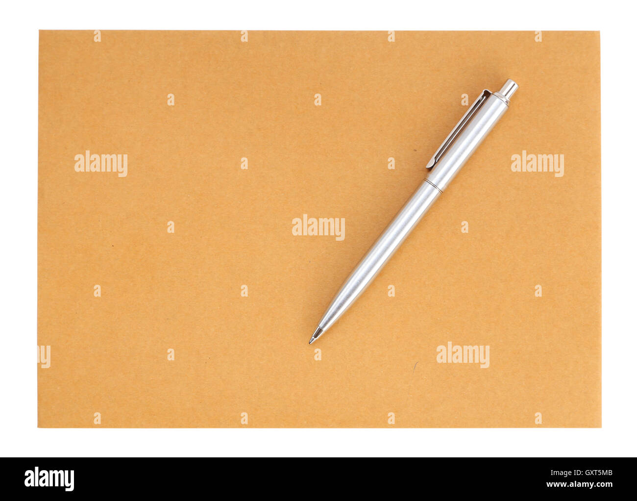 pen on the envelope on white background Stock Photo