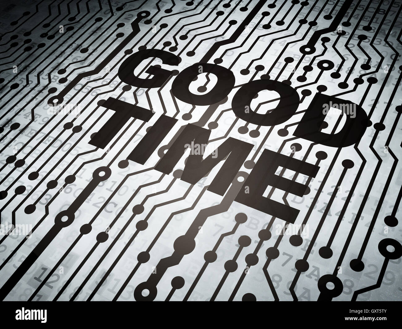 Time concept: circuit board with Good Time Stock Photo - Alamy