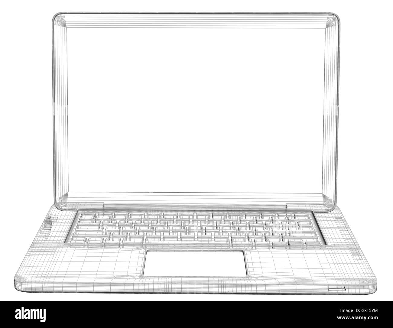 Laptop. Wire frame Stock Photo