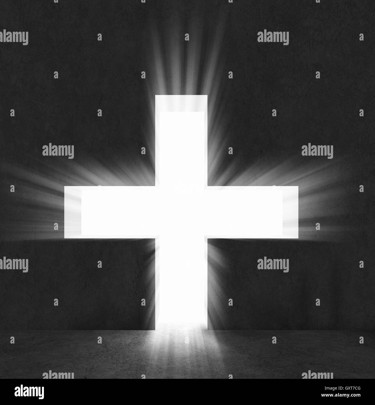 Cross on black wall Stock Photo Alamy
