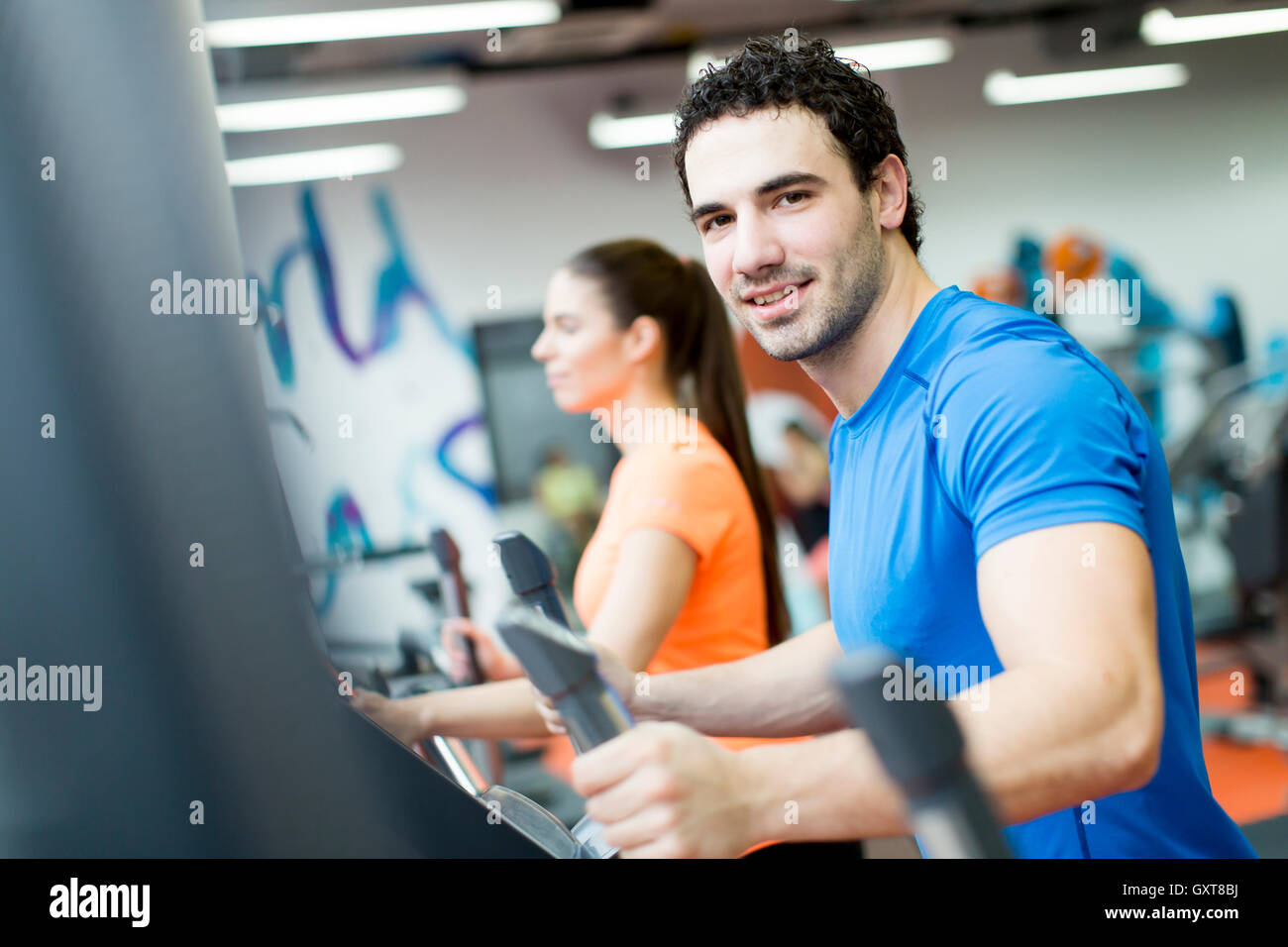 Young people training in the gym Stock Photo